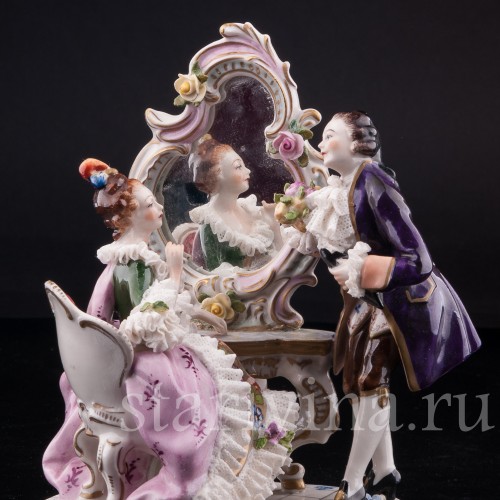 Пара у зеркала, кружевная, Volkstedt, Германия, вт. пол. 20 в