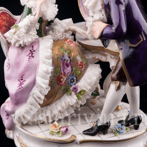 Пара у зеркала, кружевная, Volkstedt, Германия, вт. пол. 20 в