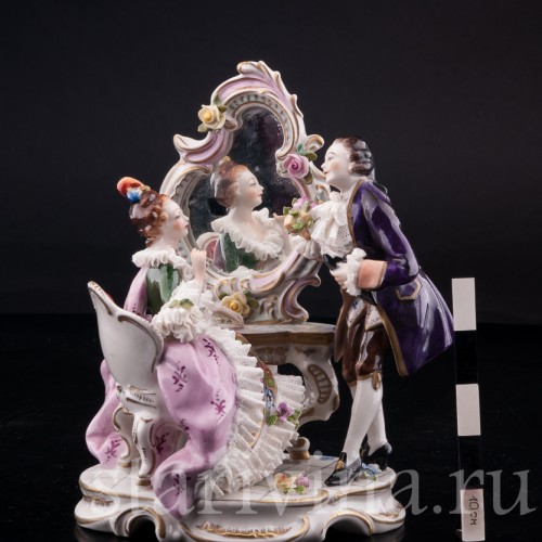 Пара у зеркала, кружевная, Volkstedt, Германия, вт. пол. 20 в