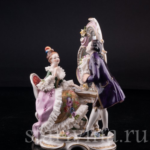 Пара у зеркала, кружевная, Volkstedt, Германия, вт. пол. 20 в