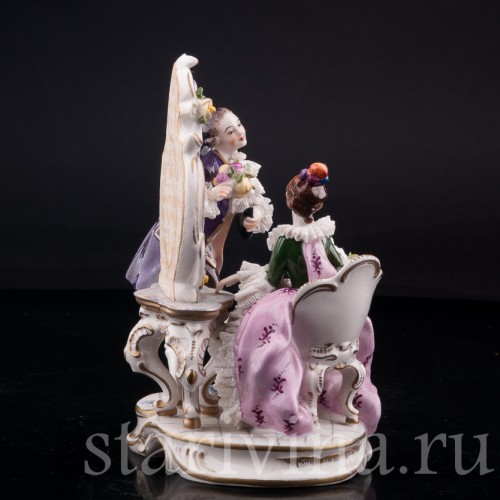 Пара у зеркала, кружевная, Volkstedt, Германия, вт. пол. 20 в