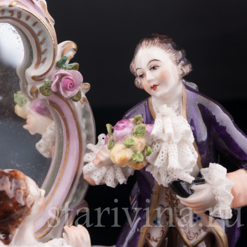 Пара у зеркала, кружевная, Volkstedt, Германия, вт. пол. 20 в