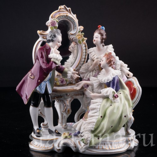 Разговор у зеркала, кружевная, Volkstedt, Германия, вт. пол. 20 в