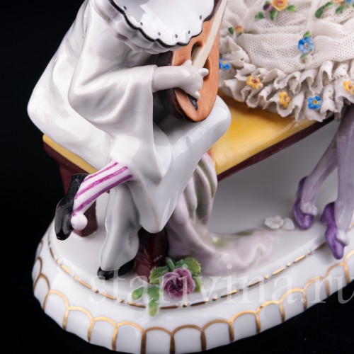 Пьеро и Коломбина, кружевная, E. A. Muller, Германия, 1890-1927 гг