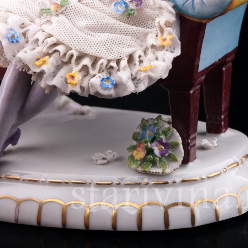 Пьеро и Коломбина, кружевная, E. A. Muller, Германия, 1890-1927 гг