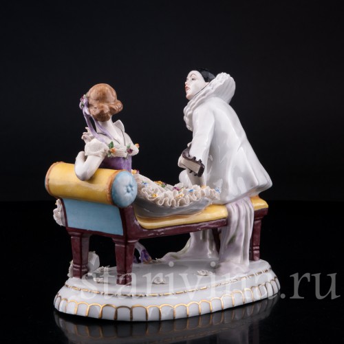 Пьеро и Коломбина, кружевная, E. A. Muller, Германия, 1890-1927 гг