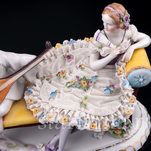 Пьеро и Коломбина, кружевная, E. A. Muller, Германия, 1890-1927 гг