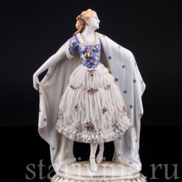 Девушка с шалью, кружевная, E. A. Muller, Германия, 1890-1927 гг