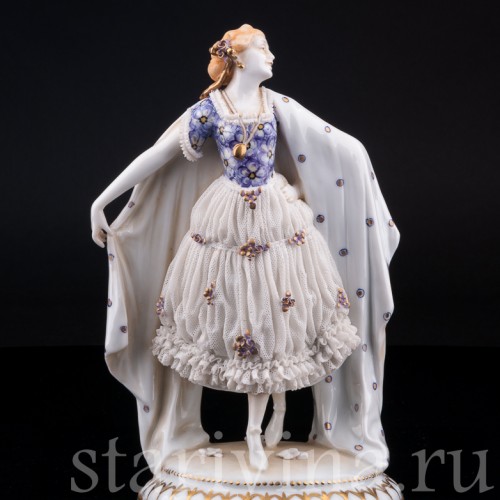 Девушка с шалью, кружевная, E. A. Muller, Германия, 1890-1927 гг