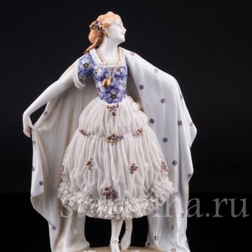 Девушка с шалью, кружевная, E. A. Muller, Германия, 1890-1927 гг