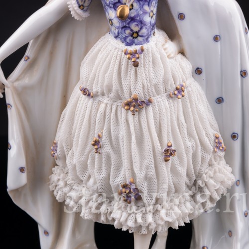 Девушка с шалью, кружевная, E. A. Muller, Германия, 1890-1927 гг