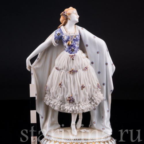 Девушка с шалью, кружевная, E. A. Muller, Германия, 1890-1927 гг