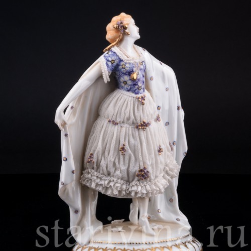 Девушка с шалью, кружевная, E. A. Muller, Германия, 1890-1927 гг