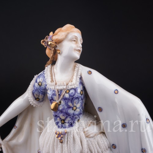 Девушка с шалью, кружевная, E. A. Muller, Германия, 1890-1927 гг