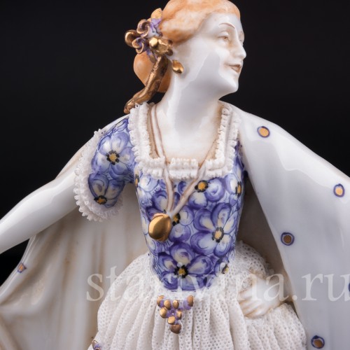 Девушка с шалью, кружевная, E. A. Muller, Германия, 1890-1927 гг