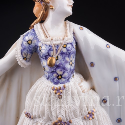 Девушка с шалью, кружевная, E. A. Muller, Германия, 1890-1927 гг