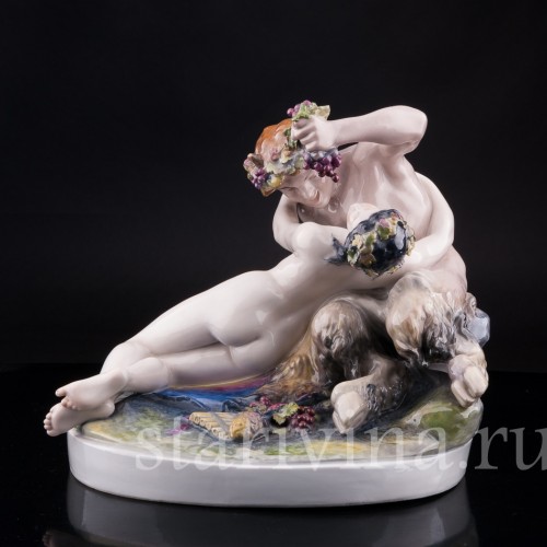 Антикварная фарфоровая композиция Сатир и нимфа, Karl Ens, Германия, 1910-20 гг.