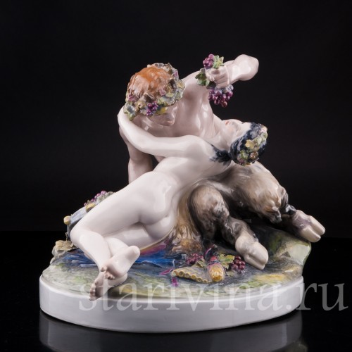 Антикварная фарфоровая композиция Сатир и нимфа, Karl Ens, Германия, 1910-20 гг.