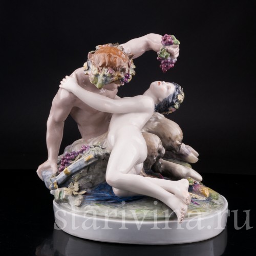 Антикварная фарфоровая композиция Сатир и нимфа, Karl Ens, Германия, 1910-20 гг.