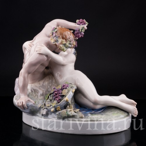 Антикварная фарфоровая композиция Сатир и нимфа, Karl Ens, Германия, 1910-20 гг.