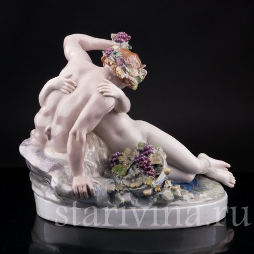 Антикварная фарфоровая композиция Сатир и нимфа, Karl Ens, Германия, 1910-20 гг.