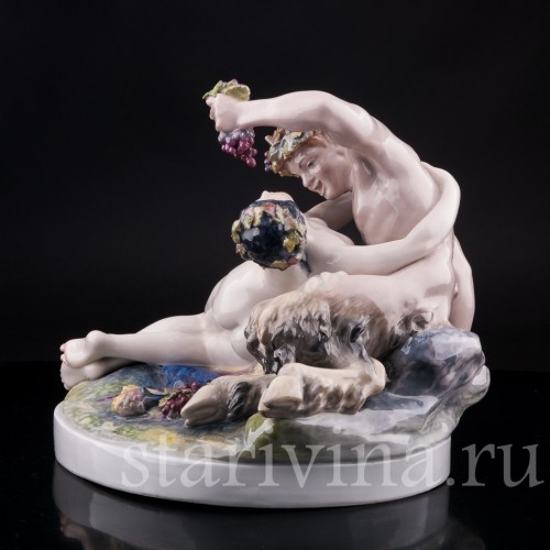 Антикварная фарфоровая композиция Сатир и нимфа, Karl Ens, Германия, 1910-20 гг.