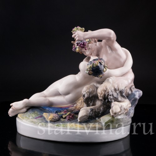 Антикварная фарфоровая композиция Сатир и нимфа, Karl Ens, Германия, 1910-20 гг.