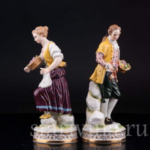 Фигурка из фарфора Пара в желтых костюмах, Volkstedt, Германия, нач. 20 в.