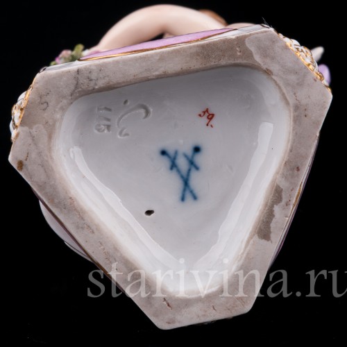 Фарфорвая статуэтка Ангелочек с девизом, Meissen, Германия, сер. 19 - нач. 20 вв.