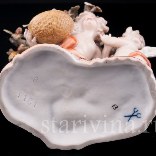 Ангелочки под дубом, аллегория осени, Volkstedt, Германия, кон. 19 в