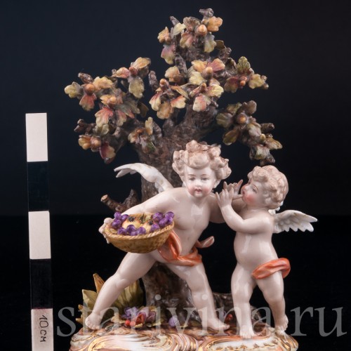 Ангелочки под дубом, аллегория осени, Volkstedt, Германия, кон. 19 в