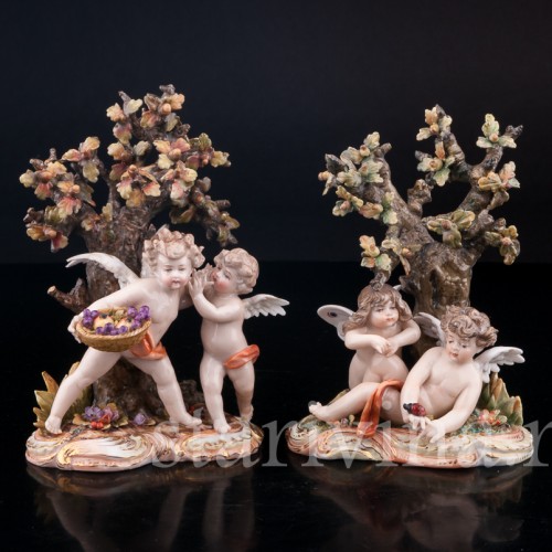 Ангелочки под дубом, аллегория осени, Volkstedt, Германия, кон. 19 в