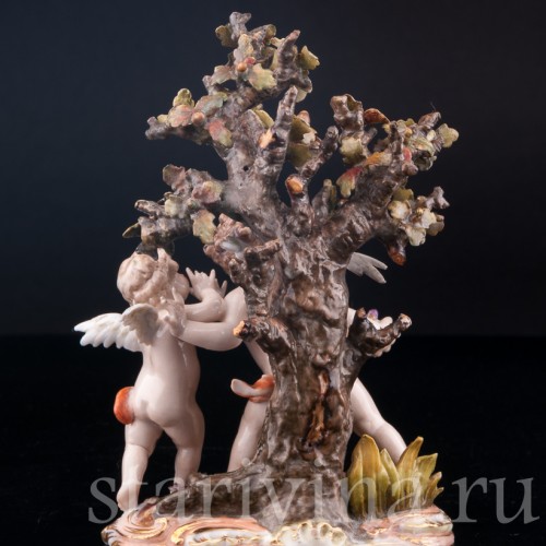 Ангелочки под дубом, аллегория осени, Volkstedt, Германия, кон. 19 в