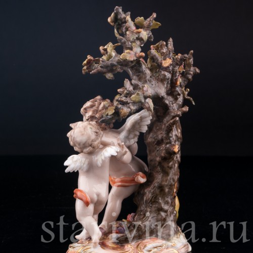 Ангелочки под дубом, аллегория осени, Volkstedt, Германия, кон. 19 в