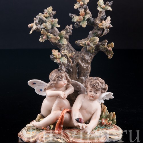 Ангелочки под дубом, аллегория лета, Volkstedt, Германия, кон. 19 в