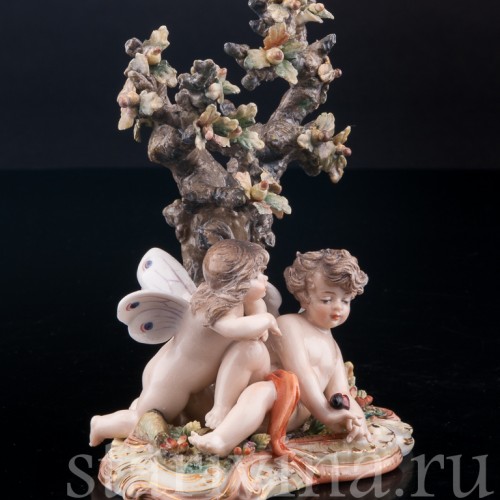 Ангелочки под дубом, аллегория лета, Volkstedt, Германия, кон. 19 в