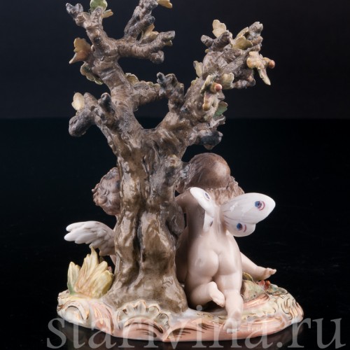 Ангелочки под дубом, аллегория лета, Volkstedt, Германия, кон. 19 в