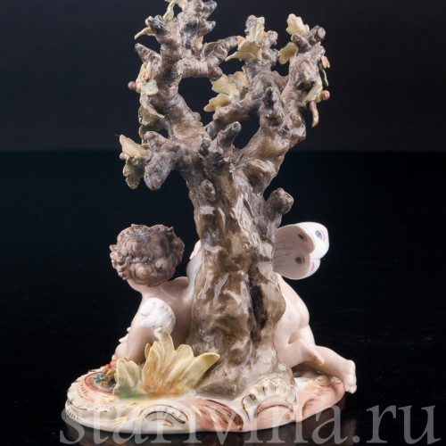 Ангелочки под дубом, аллегория лета, Volkstedt, Германия, кон. 19 в