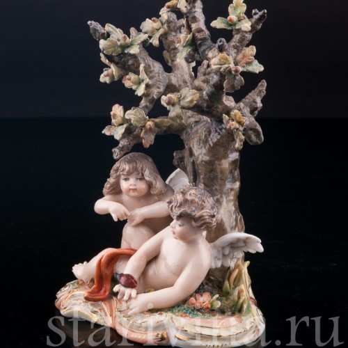 Ангелочки под дубом, аллегория лета, Volkstedt, Германия, кон. 19 в