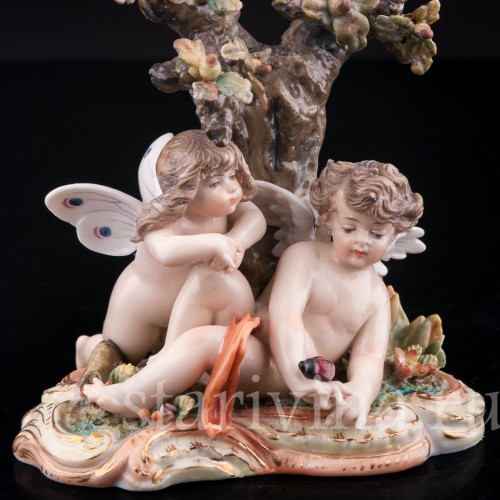 Ангелочки под дубом, аллегория лета, Volkstedt, Германия, кон. 19 в