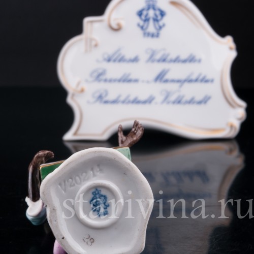 Фарфорвая статуэтка Обезьяний оркестр, певица, Volkstedt, Германия, вт. пол. 20 в.