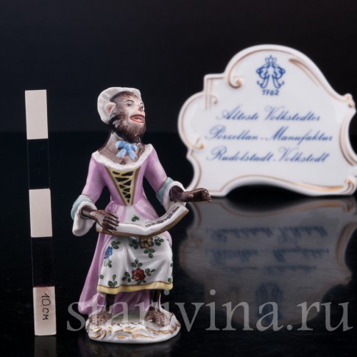 Фарфорвая статуэтка Обезьяний оркестр, певица, Volkstedt, Германия, вт. пол. 20 в.