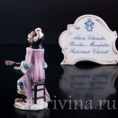 Фарфорвая статуэтка Обезьяний оркестр, певица, Volkstedt, Германия, вт. пол. 20 в.