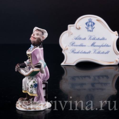 Фарфорвая статуэтка Обезьяний оркестр, певица, Volkstedt, Германия, вт. пол. 20 в.