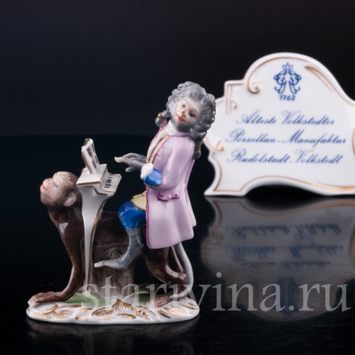 Фигурка из фарфора Обезьяний оркестр, клавесин, Volkstedt, Германия, вт. пол. 20 в.