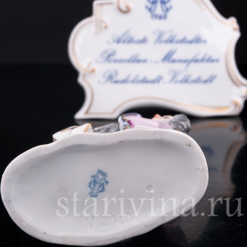 Фигурка из фарфора Обезьяний оркестр, клавесин, Volkstedt, Германия, вт. пол. 20 в.