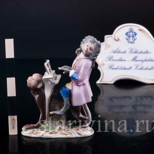 Фигурка из фарфора Обезьяний оркестр, клавесин, Volkstedt, Германия, вт. пол. 20 в.