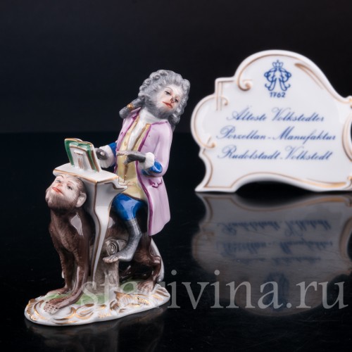 Фигурка из фарфора Обезьяний оркестр, клавесин, Volkstedt, Германия, вт. пол. 20 в.