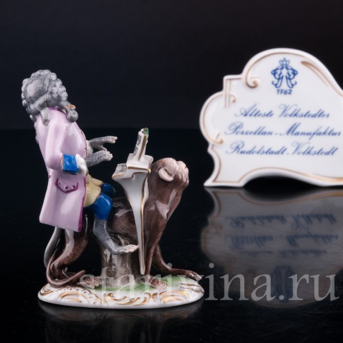 Фигурка из фарфора Обезьяний оркестр, клавесин, Volkstedt, Германия, вт. пол. 20 в.