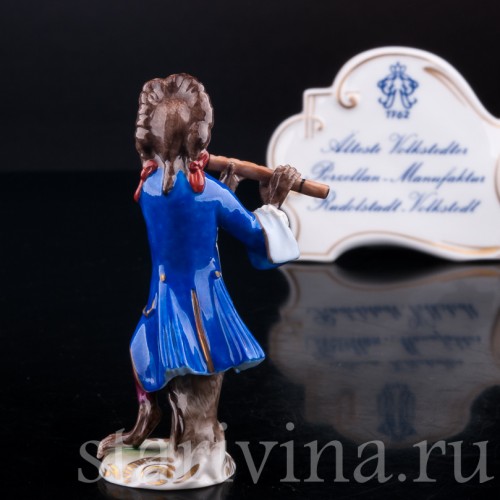 Статуэтка из фарфора Обезьяний оркестр, флейтист, Volkstedt, Германия, вт. пол. 20 в.